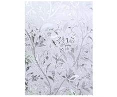 EASEHOME Pellicola per Finestra Adesivo per Vetro Pellicole per Vetri Autoadesive Vetrofanie Opaca Decorativa Pellicola Smerigliata per Finestre Anti-UV 17.3x78.7(44x200cm), 3D Fiore Tulipano
