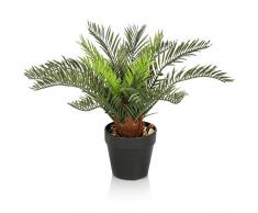 com-four® Palma artificiale in vaso, palma artificiale con pietre in vaso, pianta artificiale di facile manutenzione per la casa, lufficio, lo studio o lufficio (01 pezzo - palmo)