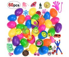 HOWAF 30pcs Colorate Uova di Pasqua Piene di Giocattoli Riempite, Ogni Uovo: 6x4cm, per Regalo di Pasqua Bambini Festa di Compleanno Gadget