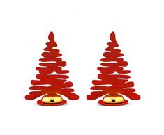 Alessi Set di Due Segnaposto a Forma di Albero di Natale, Rosso, Standard