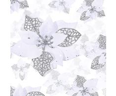 72 Pezzi di Fiori di Poinsettia Finti Glitterati Ornamenti di Fiori di Stella di Natale per Addobbi di Casa e Albero di Natale Decorazione per Matrimonio e Capodanno, 3 Taglie (Bianco)