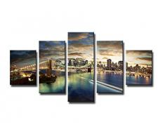Quadro su tela New York 160 x 80 cm 5 tele modello nr XXL 5562
