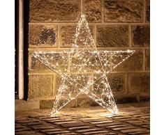 Lights4fun - Stella Luminosa Grande con Luci LED Bianco Caldo per Uso in Interni ed Esterni a Natale