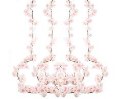 PASDTFB 4 Pezzi 180cm Fiori di Ciliegio Artificiali in Seta Fiore Appeso Vite Ghirlande di Falso Sakura Fiori Finti Ghirlanda per Decorazioni Matrimonio Casa Giardino Nozze (Rosa)