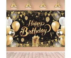 Decorazioni Compleanno, Victse Striscioni per Compleanni, Banner di Buon Compleanno Decorazioni di Festa, Grande Sfondo Fotografico Striscione Addobi per Festa 18th 20th 30th 40th 50th 60th Anni (A)