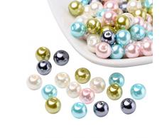 PH PandaHall Misto di perle di vetro perlato rosa madreperlato, colore misto 8mm