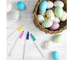 Weego 50 x Uova di Pasqua Decorate, Appendere Le Uova di Plastica con La Corda, Pittura di Artigianato Fai da Te di Pasqua per La Decorazione e Regalo, con 8 Pennelli