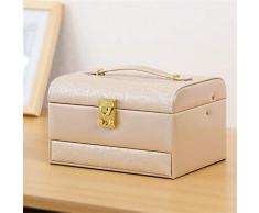 Valigetta e custodia per gioielli Scatola di gioielli in pelle PU donna doppio strato Lockable Jewelry Organizer Display con cassetto Custodia in stile principessa per anelli Orecchini Collana regalo