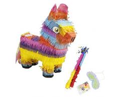 Eseewin Pinata con bastoncino di plastica e maschera per gli occhi Decorazioni per feste Mix di colori Accessori di carta Dolci Bomboniere Idee di decorazione per feste (Donkey)
