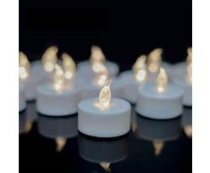 TEECOO Candele a LED,24pezzi realistico a batteria falso candela calda luce bianco del bulbo,ultimi 100 + ore,si può il compleanno,Halloween o altre occasioni essere ampiamente（calda luce bianco）