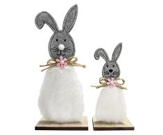 Bseical Decorazioni Pasquali per La Casa, Coniglietto Pasquale Legno, Pasqua Decorazioni Tavola, Peluche Feltro Coniglietto Pasquale con Orecchie Lunghe Simpatico Accessori Oggetti Pasquali 2pcs Set