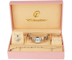 Cofanetto Orologio Donna - Parure di gioielli- Collana-Anello- Orecchini - Cinturino