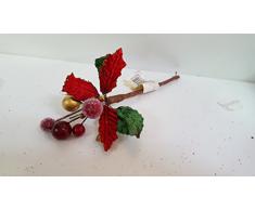 Set 18 pezzi fiore pick poinsetta velluto rosso, x applicazione albero di NATALE, segnaposto tavolo, panettone.