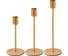 Tonsooze 3 Pezzi Portacandele in metallo, Candelabro Metallo Oro Portacandele Cono ​Ornamenti Decorativi per la Tavola per Natale Halloween Ringraziamento bar feste Soggiorno Decor 34/28/24cm