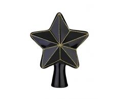 Punta per albero di Natale, in vetro, 17 cm, a forma di stella, tinta unita, colore nero