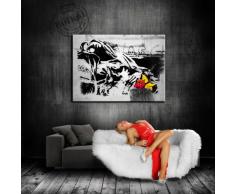 "Banksy" stampa su tela - 80 x 60 cm Quadro teren! N.{5211} Stampa già montata su telaio! Pop Art quadro Kunstdrucke, tele, immagini per decorazione - decorazione/Top "Banksy{200}" Modern immagini