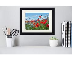 1art1 Fiori - Campo di Fiori con Papaveri E Fiordalisi Poster da Collezione Incorniciato (40 x 30cm)