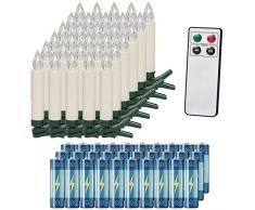 EuroFone Candele a Forma di Albero di Natale LED con Clip Removibili e Rimovibili a Forma di Candela Senza Fiamma. Bianco Avorio, Multicolore-18