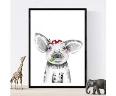 Nacnic Locandina del Film di Maiale Bambini con i Bambini Rosso Sciarpa Animale Formato A4 Unframed