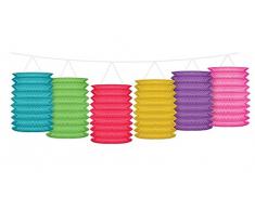 PartyDeco Festone con Ghirlande Lanterne, Multicolor