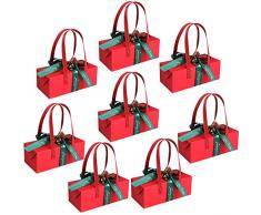 Bekeify Scatole Regalo Di Natale, 8 Pcs Scatola Biscotti di Natale con Nastro e Campanello Confezione Regalo di Natalizie per Dolcetti Biscotti Dolci per Natale Compleanni Vacanze Ringraziamento