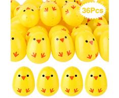 TUPARKA 36Pcs Uova di Pasqua di Pollo Uova di Gallina di Pasqua in plastica per ripieni di Cestino di Pasqua, Caccia alle Uova di Pasqua, Bomboniere di Pasqua