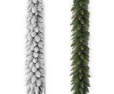 cosedacasa Ghirlanda di Natale Festone Bianco innevato Verde 200 cm Decorazione casa vetrina Negozi Bar Hotel Artificiale Realistico-Bianco innevato