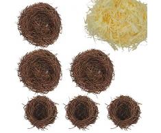 LOPOTIN 6pcs Nido duovo di Pasqua, Nido di Rattan Naturale, Nido duovo Decorativo, Mini Nido duccello per Evento di Caccia Alle Uova, Decorazione del Festival di Pasqua Casa Fai Da Te Giardino.