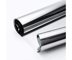 XM Pellicola Specchio Vetri Pellicola Finestre Privacy Adesivo Oscurante Da Vetro Prospettiva Adesivi Ombreggianti Anti-UV Per Ufficio Camera Da Letto Dagno (Argento, 40 * 200)