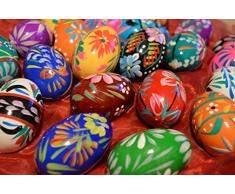 Set di uova di Pasqua in legno – dipinto a mano – decorazione – 60 x 45 mm – dimensioni dell’uovo di gallina – ideale per Pasqua (3)