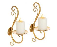 Sziqiqi Candeliere Sospeso a Muro Vintage, Candelabro Creativo di Ferro, Decorazione a Muro per Casa E Giardino Candelabro, Oro