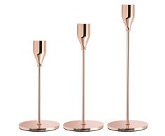 3 Pezzi Candeliere Dorati, Portacandele per Candele, Candelabro Vintage, Candelieri Decorativo per Matrimonio Natale Decorazione della Tavola 24/29/33cm