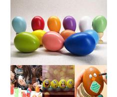 Henreal - 10 Uova di Pasqua Colorate Fai da Te in plastica, Fatte a Mano, per Il Giardino dei Bambini