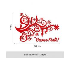 kina NT0376 Vetrofania Natalizia per vetrine Negozi - Decorazioni adesive per Natale 76x130 cm - Rosso