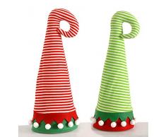 Decorazione Puntale Albero Natale Cono Cappello Babbo Natale Elfo 46cm 1 pz - Rosso Verde -Selezione Cartoleria Varzi dal 1956
