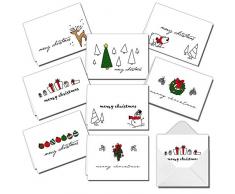 JOYIN 72 pezzi Biglietto Auguri Natale Biglietti di Auguri Collezione con Unici Disegni Festivali Buste per Natale Invernale Vacanze Regalo Carte Regalo