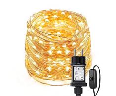 LE 10m Catene Luminose, Luci Stringa 100 LED Bianco Caldo, Impermeabile IP65, Luci Fatate in Filo di Rame Catena Luminosa Flessibile per Decorazioni Interne ed Esterne, Natale, Compleanno, ecc.