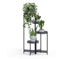 unho Porta vasi da Esterno in Ferro 4 Piani, Espositore Piante Stand Fiore Porta Piante da Interno piedistallo Piante Porta Orchidee da Interno Scaffale a Scala fioriera da Interno Pieghevole 53x90cm