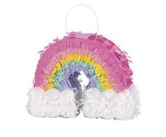Unique- Mini Decorazione Pinata Arcobaleno, Multicolore, 73919