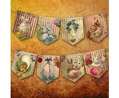Decorazioni pasquali vintage bandiera pasquale, stamina pasquale, regalo di Pasqua per bambini con simpatico coniglietto e motivo uovo, decorazioni pasquali a casa, ghirlanda pasquale per camino