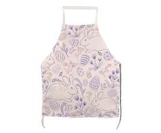 Grembiule rosa conigli e uova colorate in poliestere con uomini e donne per cucinare, barbecue e cottura con tasche