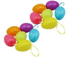 com-four® 12x Uova di Pasqua da Appendere - Decorazione Pasquale in Diversi Colori Pastello - Decorazione Pasquale - Dimensioni: 6 cm (Set3 - Pastell 6cm - 12 Stück)