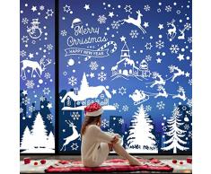 9 Fogli Vetrofanie Natalizie per Finestre, Grandi Adesivi Natalizi per Finestre Addobbi Natalizi per la Casa Negozio Vetro Vetrine Porte, Sticker Vetrofanie Natale Riutilizzabili Decorazioni Natalizie