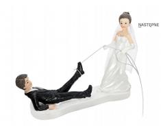PartyDeco Decorazione Sposi Corda-Cake Topper, PVC, Bianco e Nero