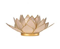 Portalumino Loto dei Chakra Capiz Bianco Bordo Dorato