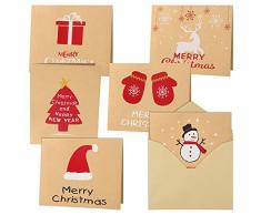 FEPITO 30Pz Buon Natale Biglietti dauguri Biglietti Kraft Biglietti di auguri con buste e adesivi, 4,72 x 3,95 pollici