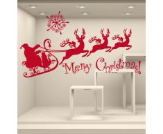 NT0092 Adesivi Murali - Slitta - Vetrofanie natalizie - 120x60 cm - rosso - Decorazioni vetrine per Natale, stickers, adesivi