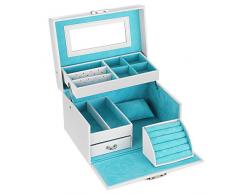 SONGMICS Portagioie Scatole per Gioielli Custodia Box Scatola Anello JBC114W