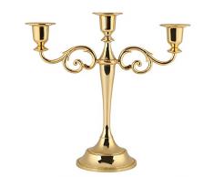 Candelabro Portacandele, Supporto Candela in Metallo 3 Braccia Stile Europeo, Candeliere con 3 Bracci Supporto per il Regalo di Compleanno di Natale