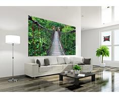 GREAT ART Poster fotografico Ponte sospeso Poster decorazione giungla paesaggio natura Adventure Ponte Foresta pluviale arbusti Tropici Foresta ponte di legno I Fotomurales by (210x140 cm)